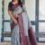 Grey navy soft silk blend banarasi jacuard work designer party wear saree with unstitched blouse piece