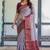 Lavender soft silk blend banarasi jacuard work designer party wear saree with unstitched blouse piece