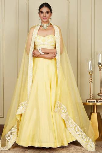Silk Blend Embroidered work wedding Lehenga choli with dupatta.