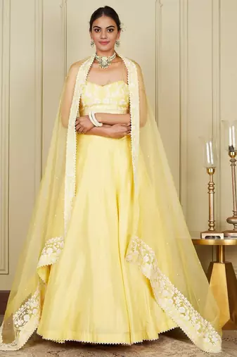 Silk Blend Embroidered work wedding Lehenga choli with dupatta.
