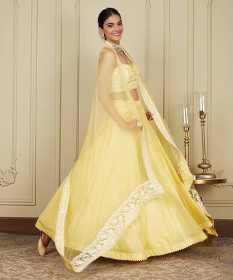 Silk Blend Embroidered work wedding Lehenga choli with dupatta. 2