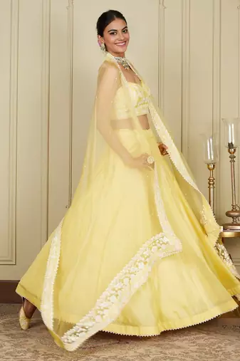 Silk Blend Embroidered work wedding Lehenga choli with dupatta.