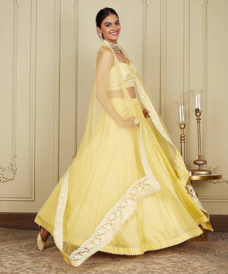 Silk Blend Embroidered work wedding Lehenga choli with dupatta.