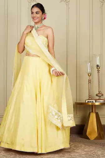Silk Blend Embroidered work wedding Lehenga choli with dupatta.