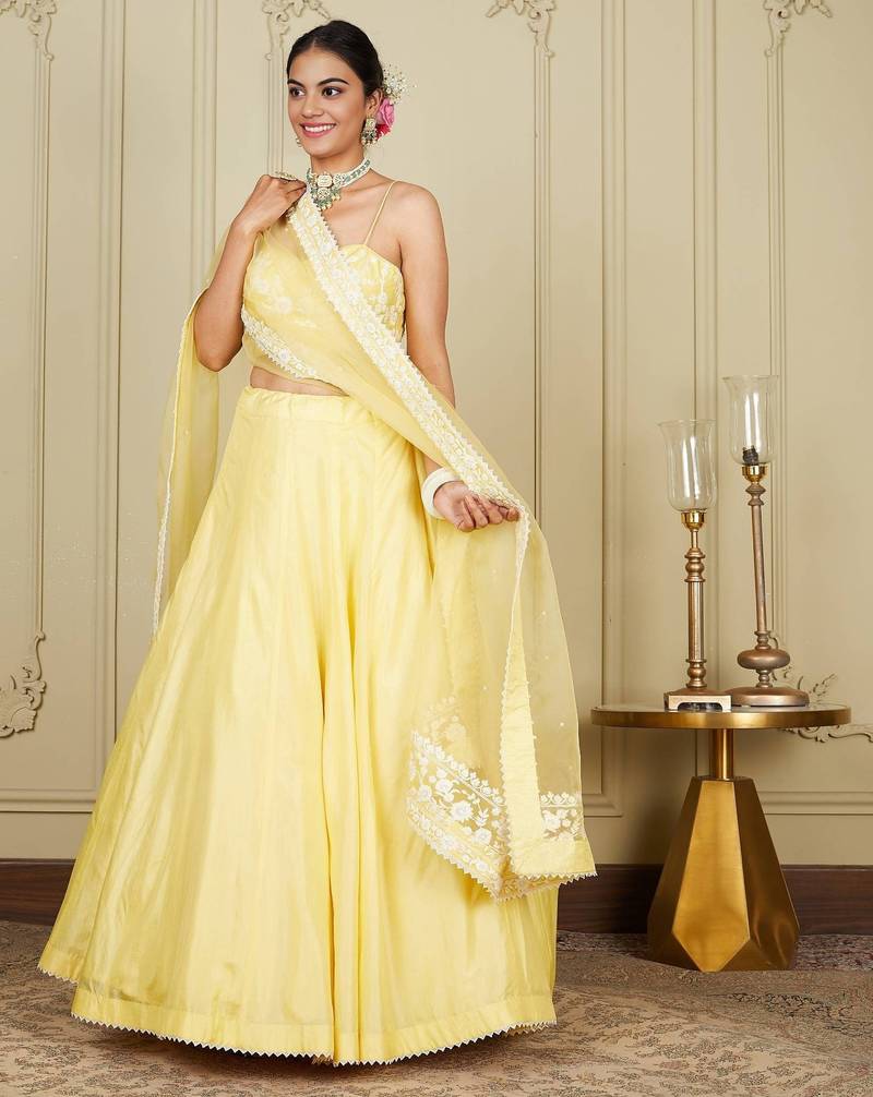 Silk Blend Embroidered work wedding Lehenga choli with dupatta.