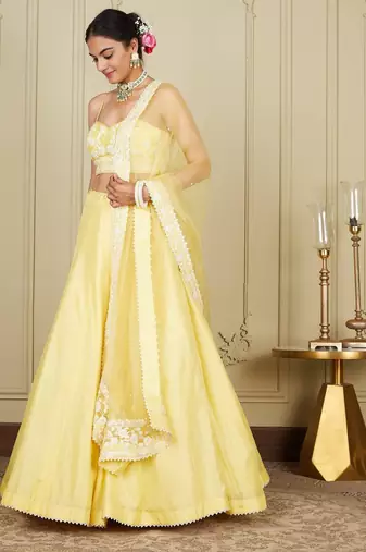 Silk Blend Embroidered work wedding Lehenga choli with dupatta.