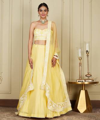 Silk Blend Embroidered work wedding Lehenga choli with dupatta. 5