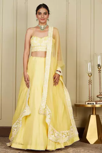 Silk Blend Embroidered work wedding Lehenga choli with dupatta.
