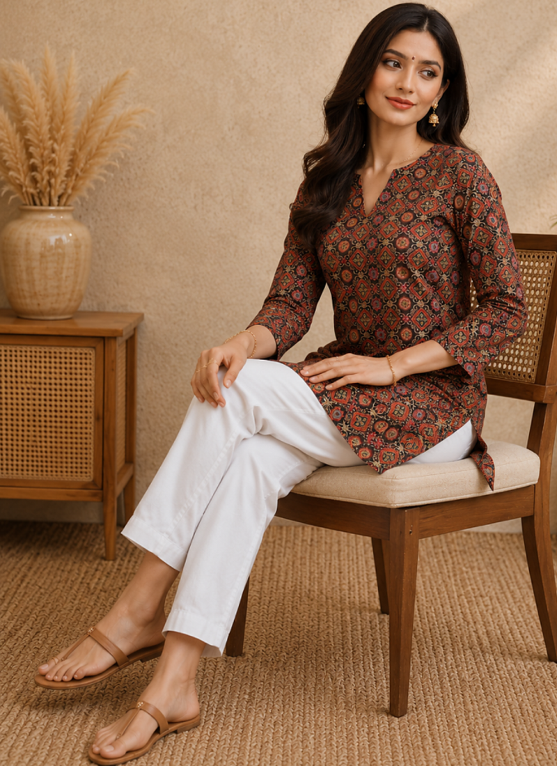 MULTICOLOR  REYON WITH DIGITAL PRINTED STYLISH WEAR KURTI 