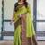 Lemon green soft silk blend banarasi jacuard work designer party wear saree with unstitched blouse piece