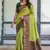 Lemon green soft silk blend banarasi jacuard work designer party wear saree with unstitched blouse piece
