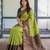 Lemon green soft silk blend banarasi jacuard work designer party wear saree with unstitched blouse piece