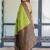 Lemon green soft silk blend banarasi jacuard work designer party wear saree with unstitched blouse piece