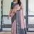 Peach sky soft silk blend banarasi jacuard work designer party wear saree with unstitched blouse piece