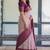 Peach wine soft silk blend banarasi jacuard work designer party wear saree with unstitched blouse piece