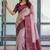 Peach wine soft silk blend banarasi jacuard work designer party wear saree with unstitched blouse piece