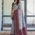 Grey navy blue soft silk blend banarasi jacuard work designer party wear saree with unstitched blouse piece