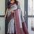 Grey navy blue soft silk blend banarasi jacuard work designer party wear saree with unstitched blouse piece