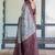 Grey navy blue soft silk blend banarasi jacuard work designer party wear saree with unstitched blouse piece