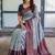 Grey navy blue soft silk blend banarasi jacuard work designer party wear saree with unstitched blouse piece