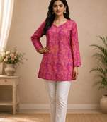 PINK RAYON DIGITAL PRINTED KURTI 