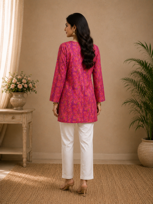 PINK RAYON DIGITAL PRINTED KURTI  3