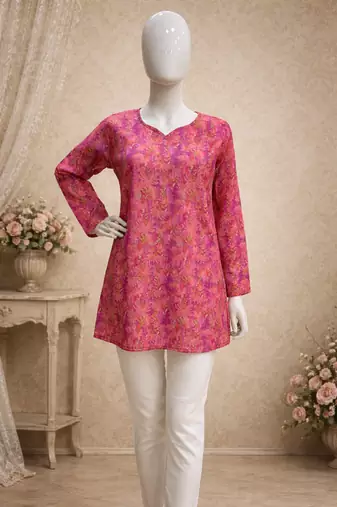 PINK RAYON DIGITAL PRINTED KURTI 