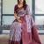 Lavender wine soft silk blend banarasi jacuard work designer party wear saree with unstitched blouse piece