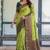 Lemon green soft silk blend banarasi jacuard work designer party wear saree with unstitched blouse piece
