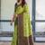 Lemon green soft silk blend banarasi jacuard work designer party wear saree with unstitched blouse piece