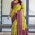 Lemon wine soft silk blend banarasi jacuard work designer party wear saree with unstitched blouse piece