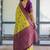 Lemon wine soft silk blend banarasi jacuard work designer party wear saree with unstitched blouse piece