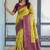 Lemon wine soft silk blend banarasi jacuard work designer party wear saree with unstitched blouse piece