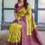 Lemon wine soft silk blend banarasi jacuard work designer party wear saree with unstitched blouse piece