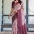 Peach wine soft silk blend banarasi jacuard work designer party wear saree with unstitched blouse piece