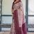 Peach wine soft silk blend banarasi jacuard work designer party wear saree with unstitched blouse piece
