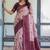 Peach wine soft silk blend banarasi jacuard work designer party wear saree with unstitched blouse piece