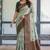 Pista green soft silk blend banarasi jacuard work designer party wear saree with unstitched blouse piece