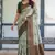 Pista green soft silk blend banarasi jacuard work designer party wear saree with unstitched blouse piece