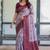 Lavender wine soft silk blend banarasi jacuard work designer party wear saree with unstitched blouse piece
