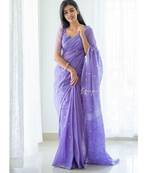 Lavender cotton spun saree with unstitched blousea piece