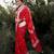 Red  soft cotton spun designer party wear saree with unstitched blousea piece