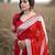 Red  soft cotton spun designer party wear saree with unstitched blousea piece