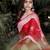 Red  soft cotton spun designer party wear saree with unstitched blousea piece