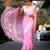 Baby pink soft cotton spun designer party wear saree with unstitched blousea piece