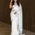 White soft cotton spun designer party wear saree with unstitched blousea piece