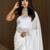 White soft cotton spun designer party wear saree with unstitched blousea piece