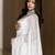 White soft cotton spun designer party wear saree with unstitched blousea piece