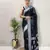Black soft cotton spun designer party wear saree with unstitched blousea piece
