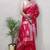 Red soft cotton spun designer party wear saree with unstitched blousea piece